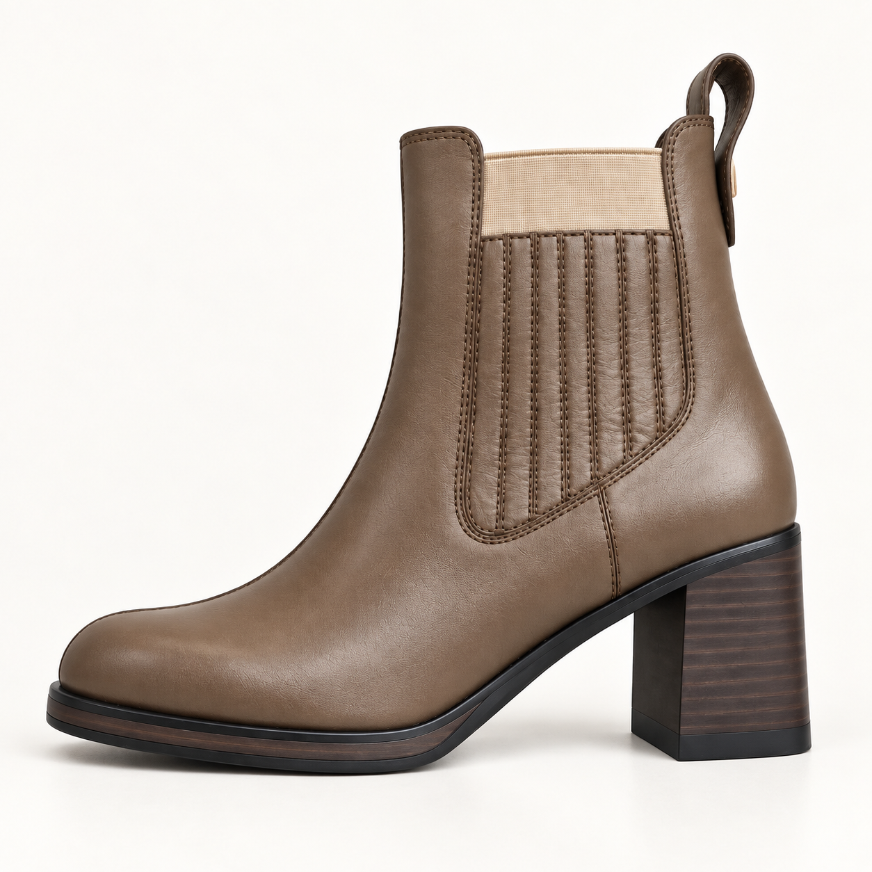 Bottines Chelsea LMCONFORT à talon – Taupe