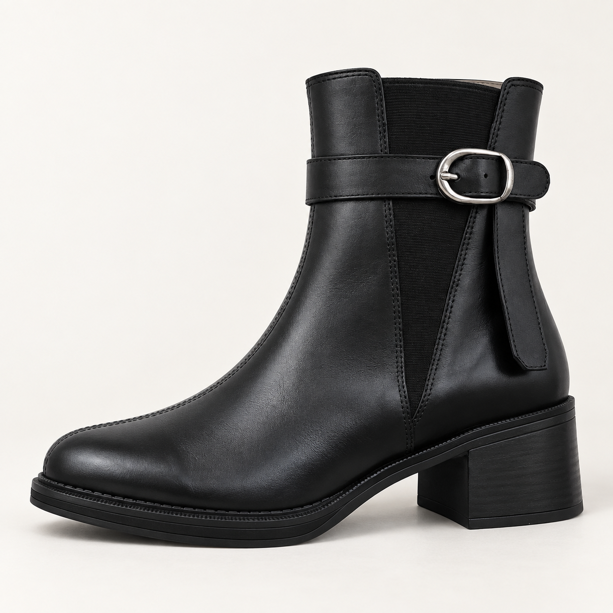 Bottines LMCONFORT noir à boucle argentée