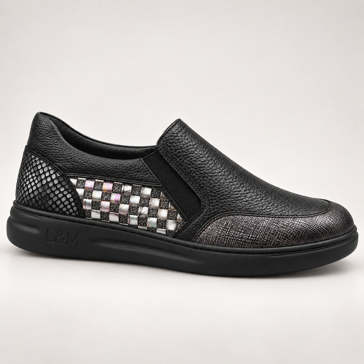 Baskets Slip-On LMCONFORT en cuir Noir