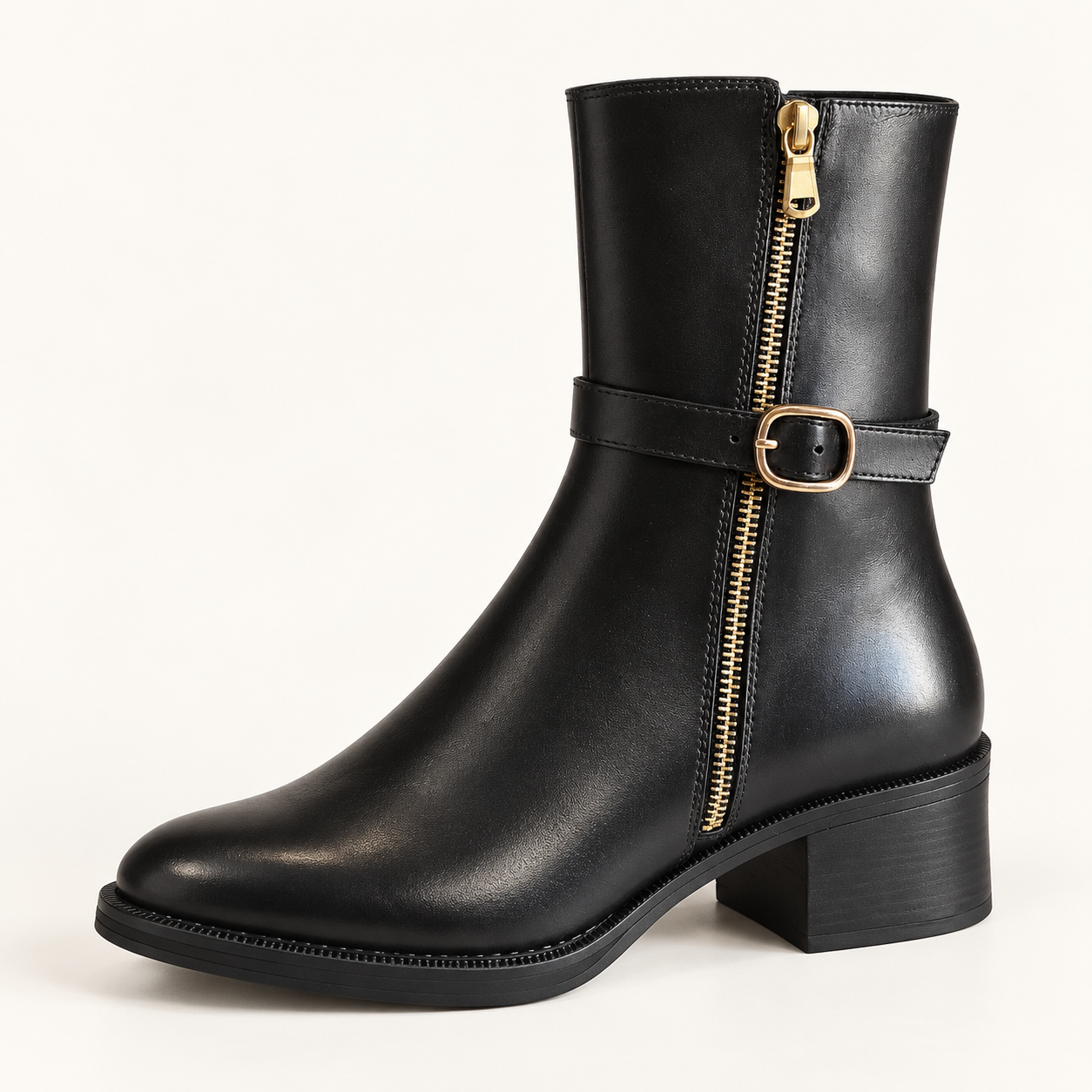 Bottines à boucle et talon — Noir | LMCONFORT