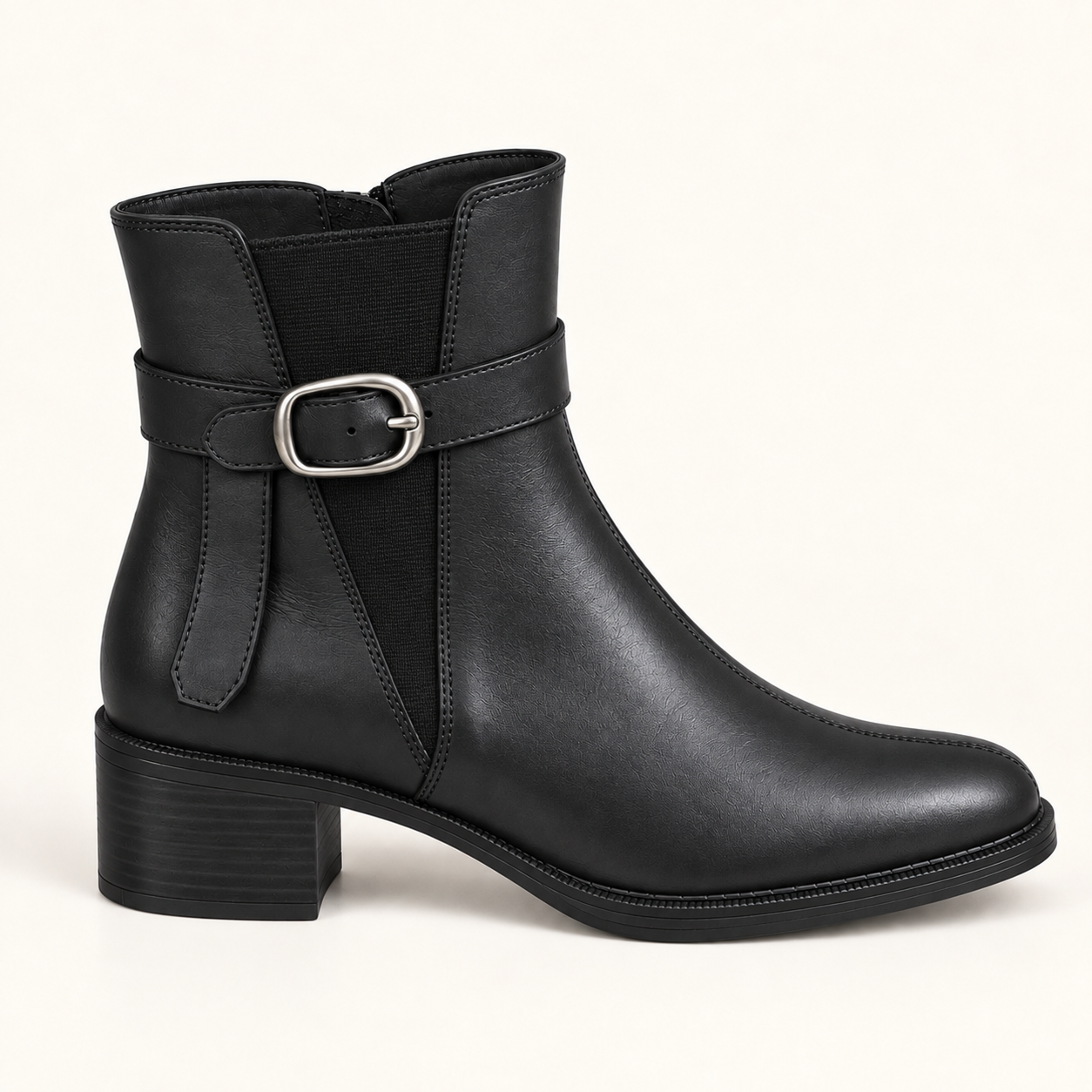 Bottines LMCONFORT noir à boucle argentée